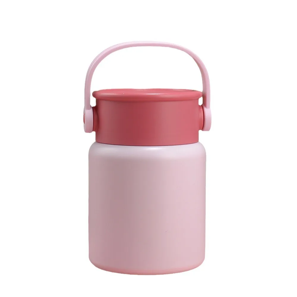 Custom 17oz portable braised beaker double wall vacuum food soup flask stainless steel insulated thermo food jar with handle