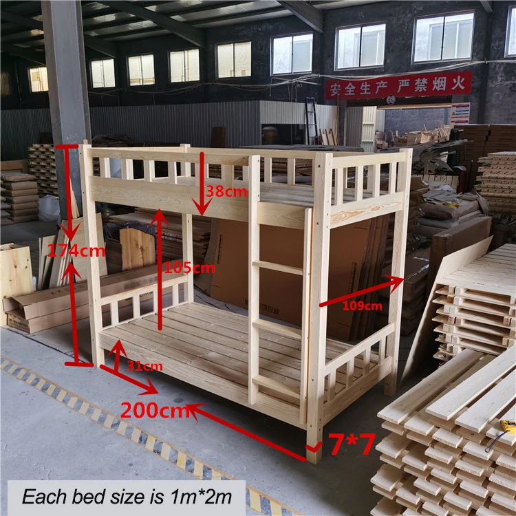 Twin/Twin Kids Furniture No Box Spring Solid Pine Wood Bunk Bed with Guardrails