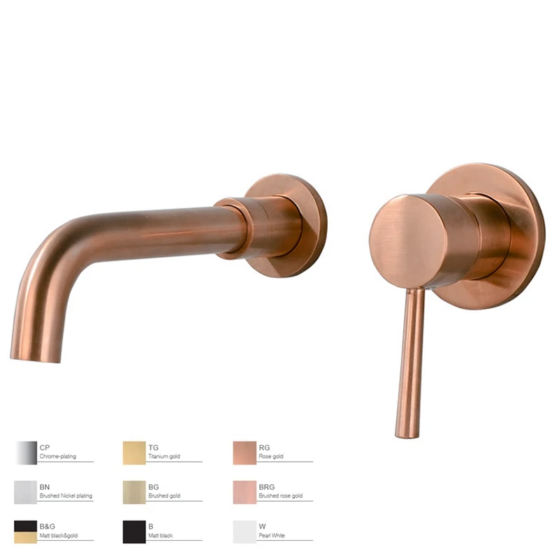 Hot Sales Wall Mounted basin tap Brass Rose Gold 2 holes Bathroom Sink faucet