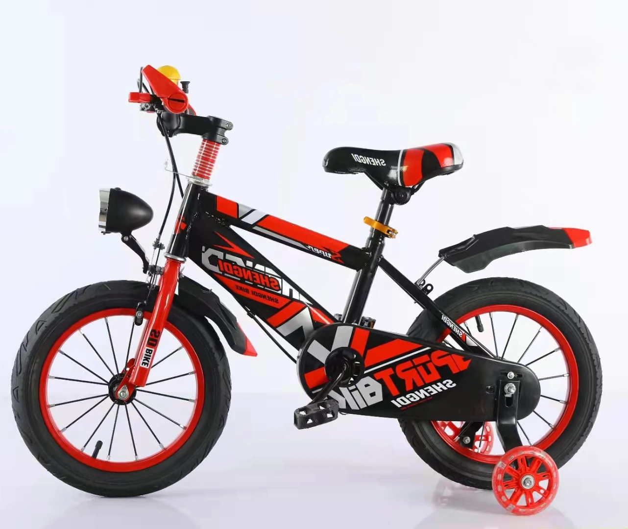 2024 High quality kids mountain bike with training wheels headlights bicycle for kids child bike
