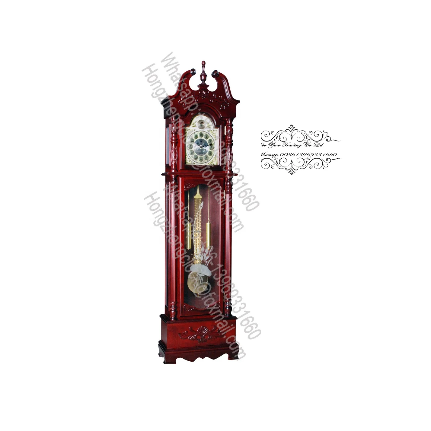 Antique look Westminster chimes  Floor Pendulum Grandfather Clock elegant timepiece traditional design Dark Chestnut finish