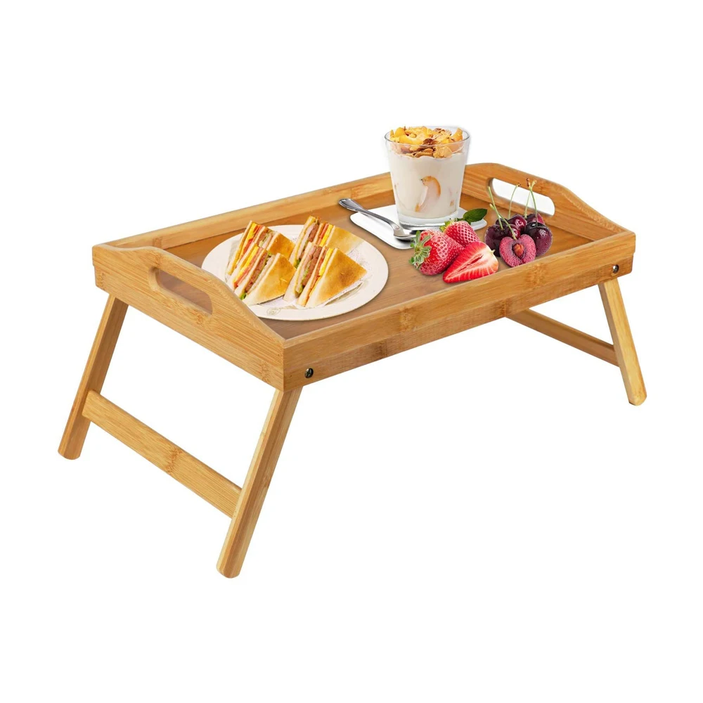 
Bamboo bed tray table foldable table suitable for sofa, bed, eating, work, as notebook computer table snack tray 