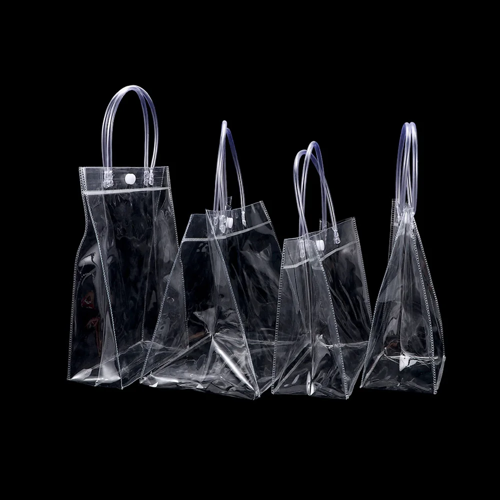 Custom Reusable Top Quality Clear Pvc Plastic Shopping Bag With Logo Waterproof Transparent Handle Bags Packing For Gifts