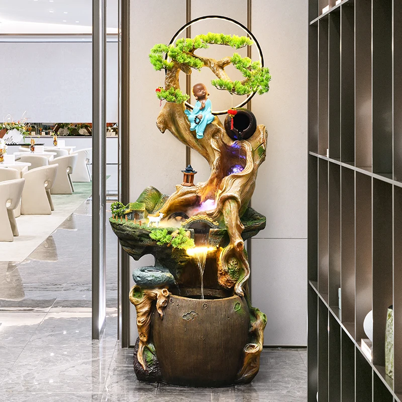 Fiberglass Zen Fengshui Indoor Home & Office Decor Water Fountain with Flowing Water Ornaments for Garden Usage Water Fall