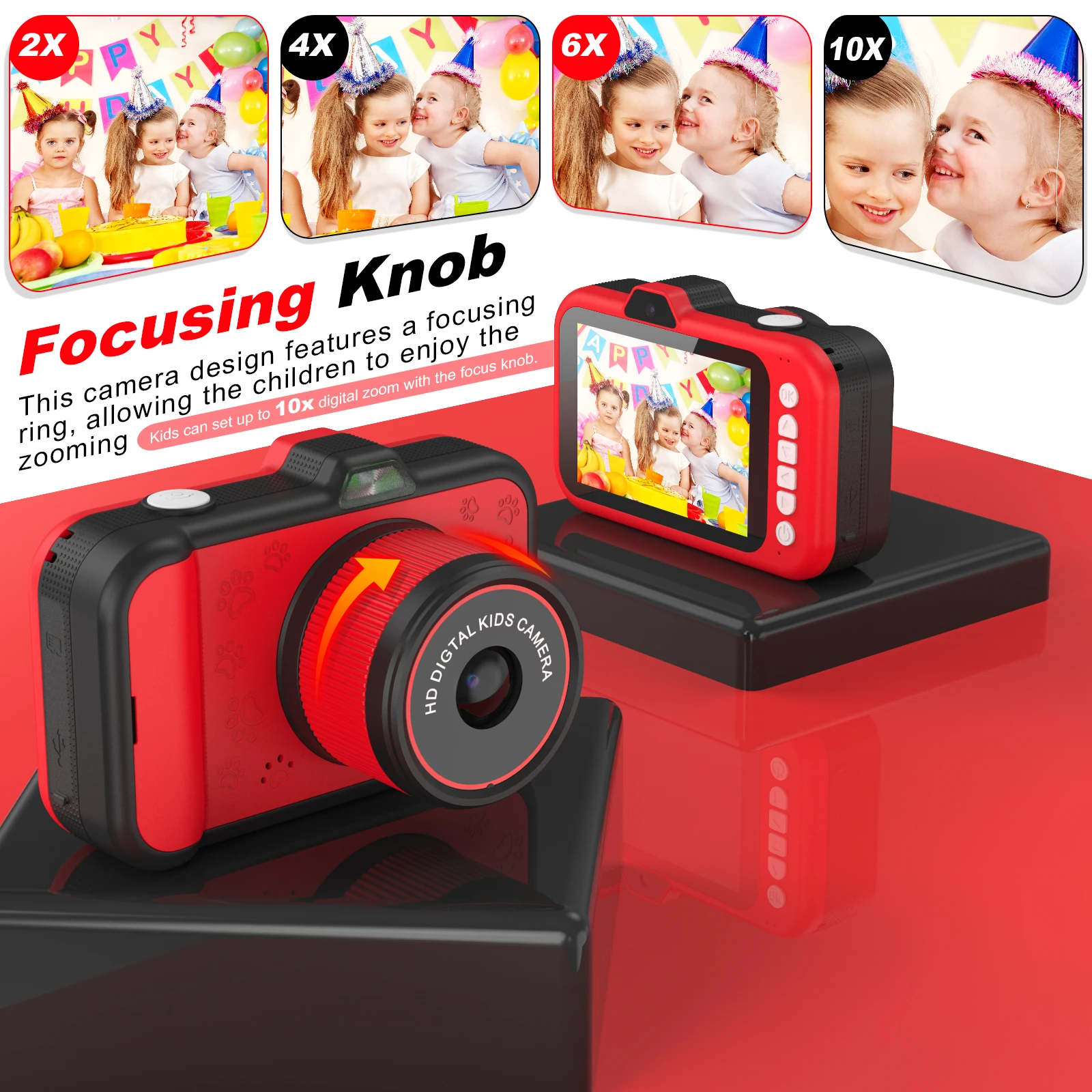 10X Zoom 1080P 48MP Mini Digital Video Camera Toy for Kids 3.5 Inch Big Screen Fun Gift for Boys & Girls Aged 5 to 7 Years