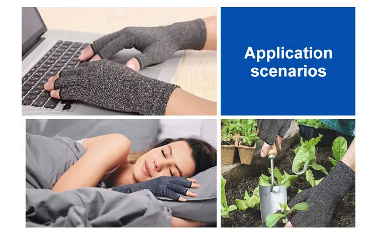 Custom Pain Relieve Therapy Compression Gloves Bamboo Fiber Anti Arthritis Half-Finger Hand Mittens