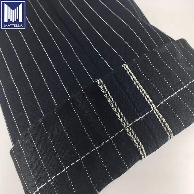 ZLS319 dark color 100% cotton construction wabash striped denim selvedge fabric for vest jacket jean workwear