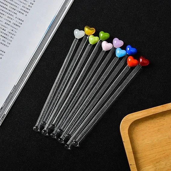 Customized Cocktail Coffee Martini Stirrer Long High Borosilicate Glass Drink Stirrers Solid Glass Rod For Bar Accessory