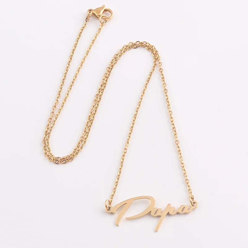 personalized High Quality Women Jewelry Chain Pendant Necklace Nameplate Stainless Steel Gold Color Custom Name Plate Necklace