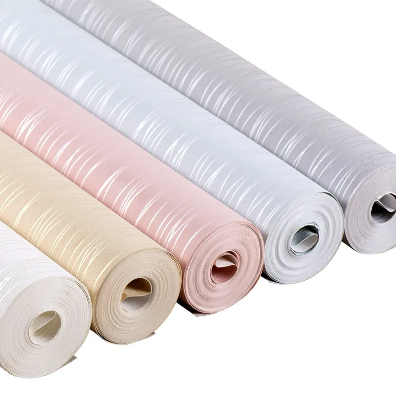 Self adhesive wallpaper Modern Simple Ring Vertical Stripe Non woven Wallpaper Living Room Bedroom Movie Sofa Background Wall 3D