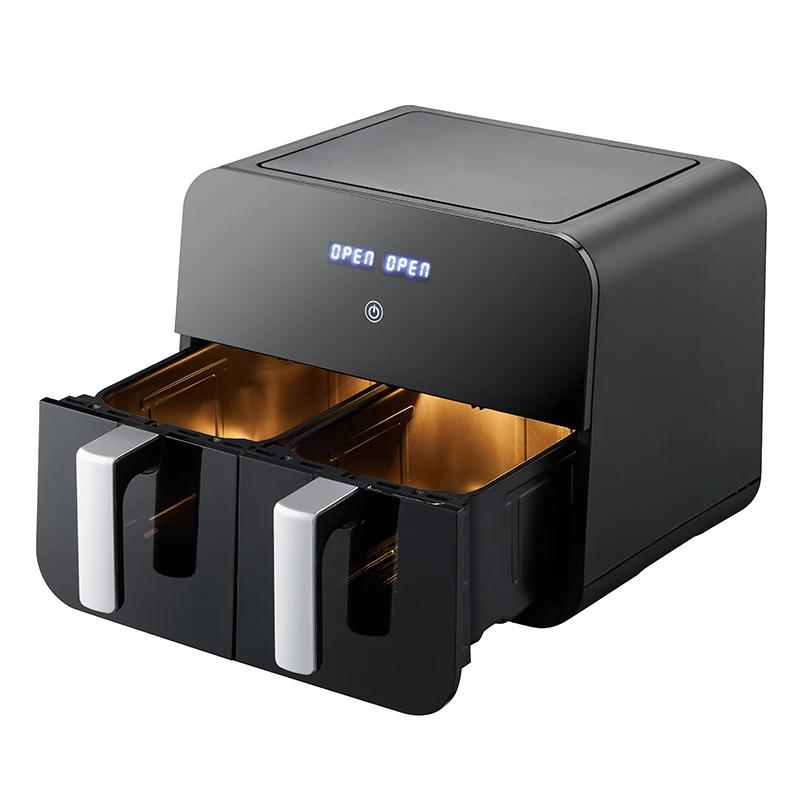 hot selling  2500w large caacity 9 L Smart Air Fryer Oven 2-Basket Air Fryer with 2 Independent Frying Baskets