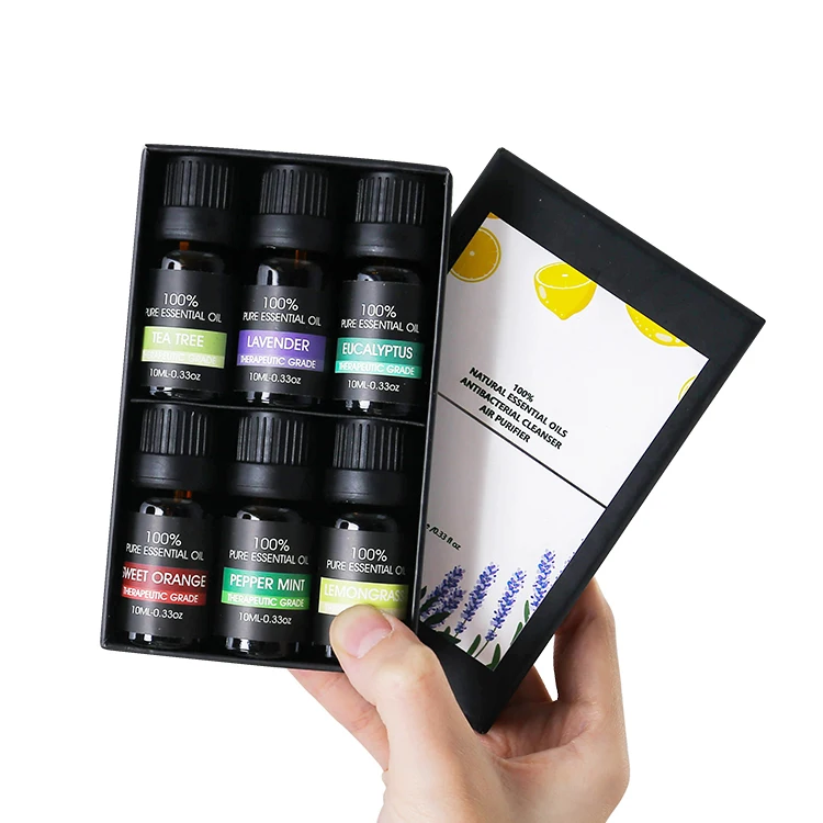 Custom Brand 6-pack 100% Pure Natural Essential Oil Set Organic 10ml 6 Bottles Fragrance Essential Oil for Diffuser Yoga