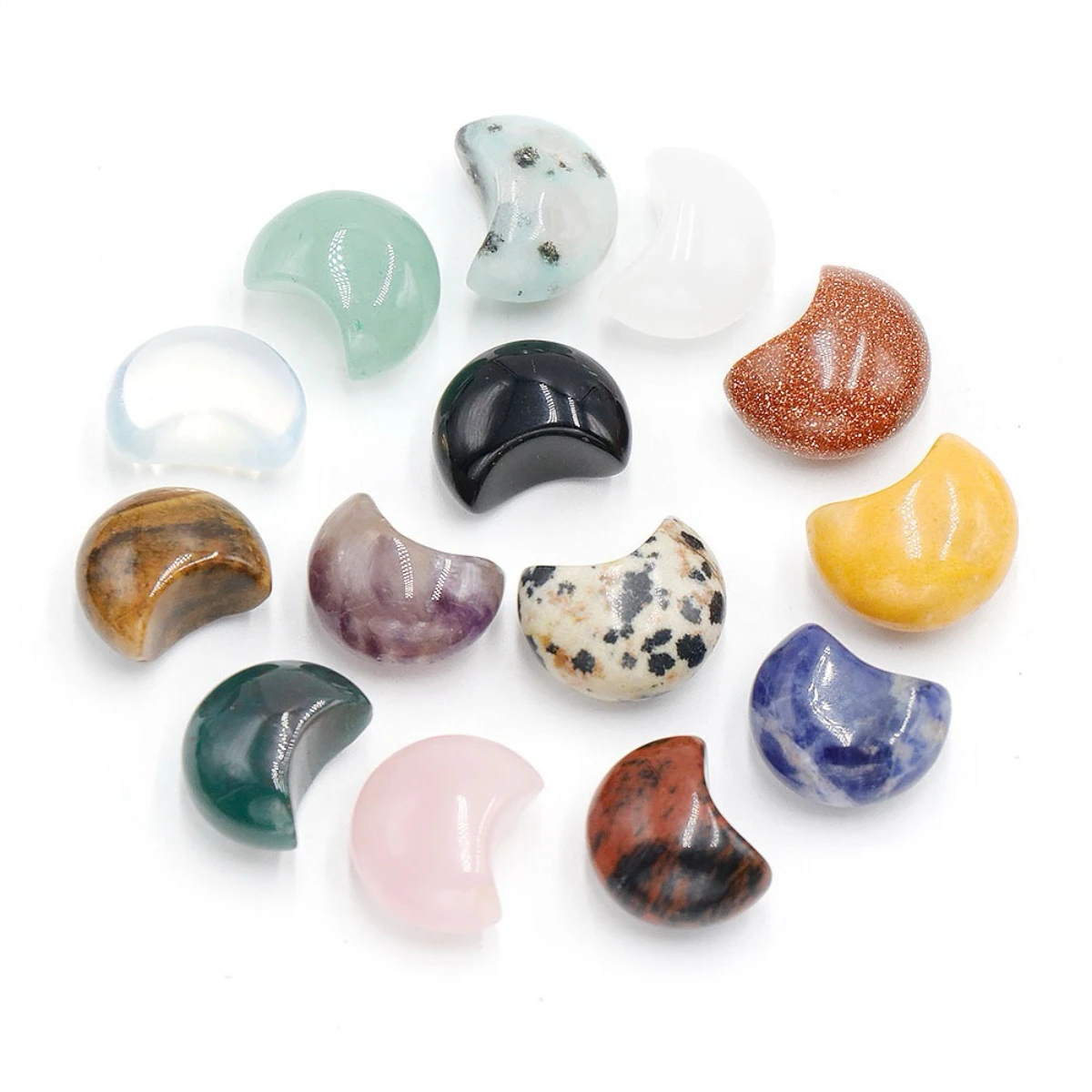 Wholesale Natural Crystal Moons Crystal Crafts Moon Moss Agate Gemstone Moons For Gift