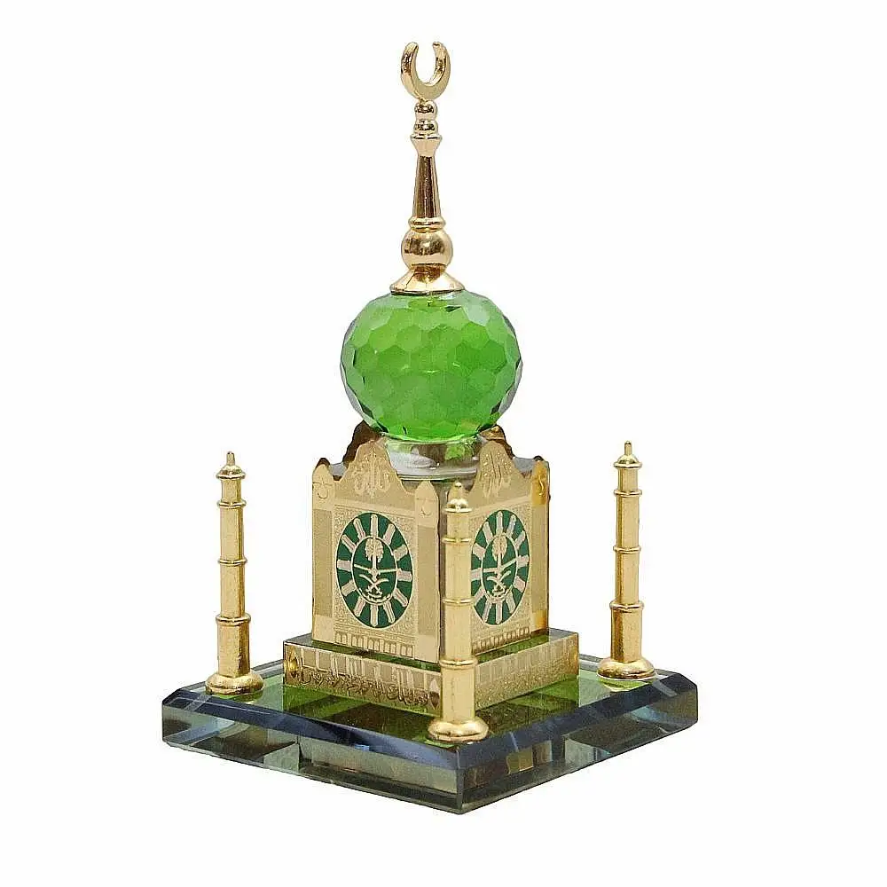 2023 New Design Four Sided Clock Model Crystal Glass Muslim Ornaments