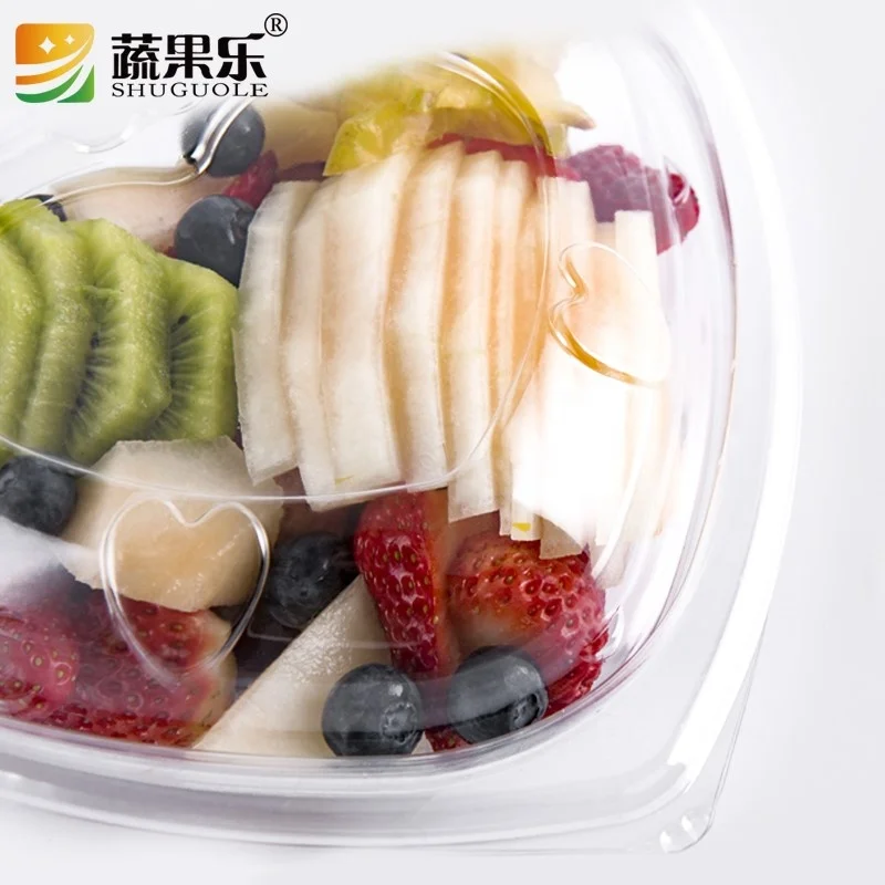 High Quality Heart-Shaped PET Plastic Container with Lid Eco-Friendly Disposable Clamshell Box for Fruit and Candy Salad