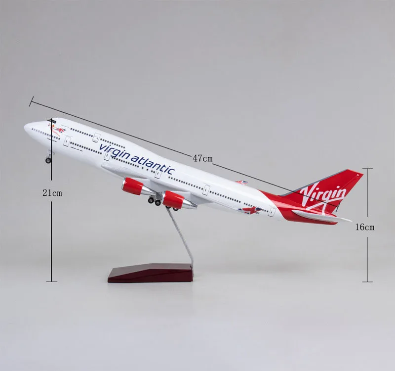 1:150 Scale 47CM Virgin Atlantic Airways Boeing 747-400 Aircraft Model Civil Aviation Passenger Aircraft Simulation Decoration