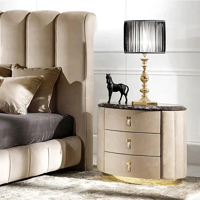 Luxury Golden Stainless Steel Base American Light Bedside Night Stand