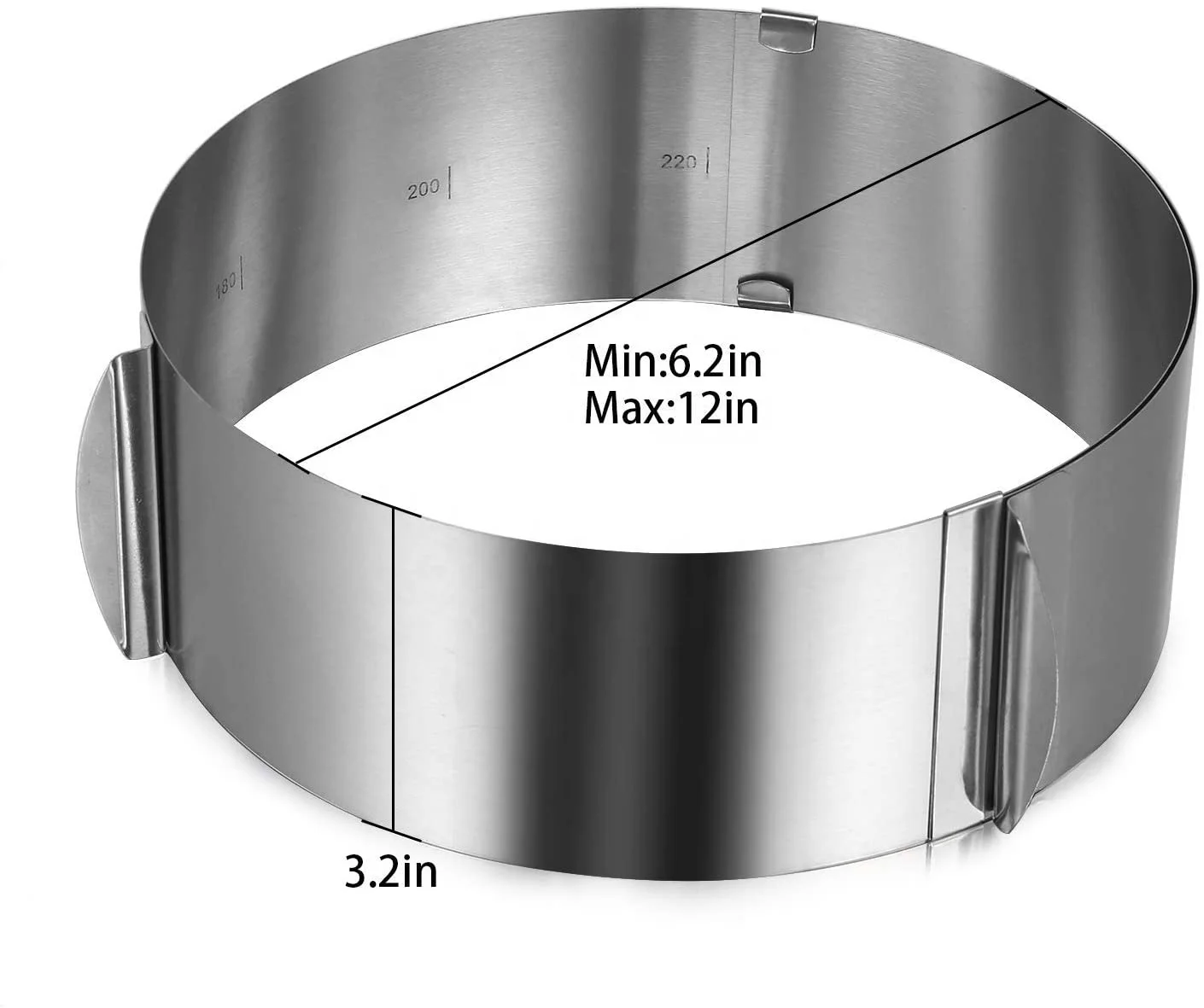 
430 Stainless Steel 6 to12 Inch Adjustable Cake Mousse Mould Cake Baking Cake Decor Mold Pastry Ring 