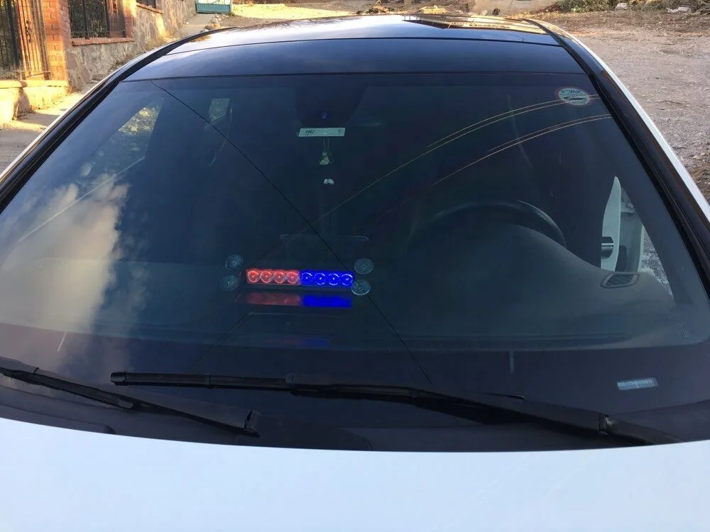 8 LED 12V Car Dash Strobe Signal Lights Red Blue Yellow White Auto Windshield Flashing Emergency Light Car Sucker Warning Lamps