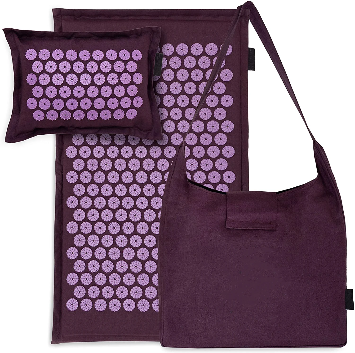 
Large Acupressure Mat and Pillow Massage Set with Pouch Tote Bag 