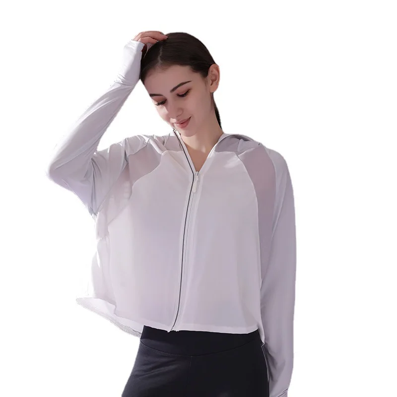 UPF50+ Women Sun Protection Clothing Breathable Anti-UV Sunscreen Jackets Customized Girls Outdoor Running Fitness Sweatshirts