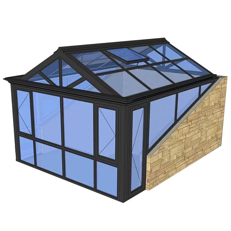 Balcony Free Standing Winter Garden Aluminum Frame Slant Roof Sunroom Outdoor Conservatory Solarium Glass House Sun Room