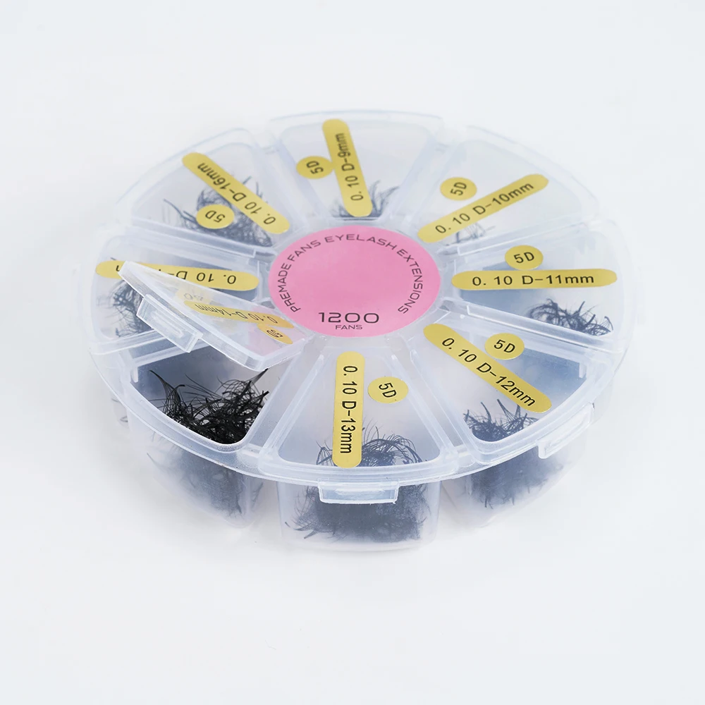 Quewel  hand made diy soft natural loose premade fans lash supplies round box for pointy base promade volume fans lashes