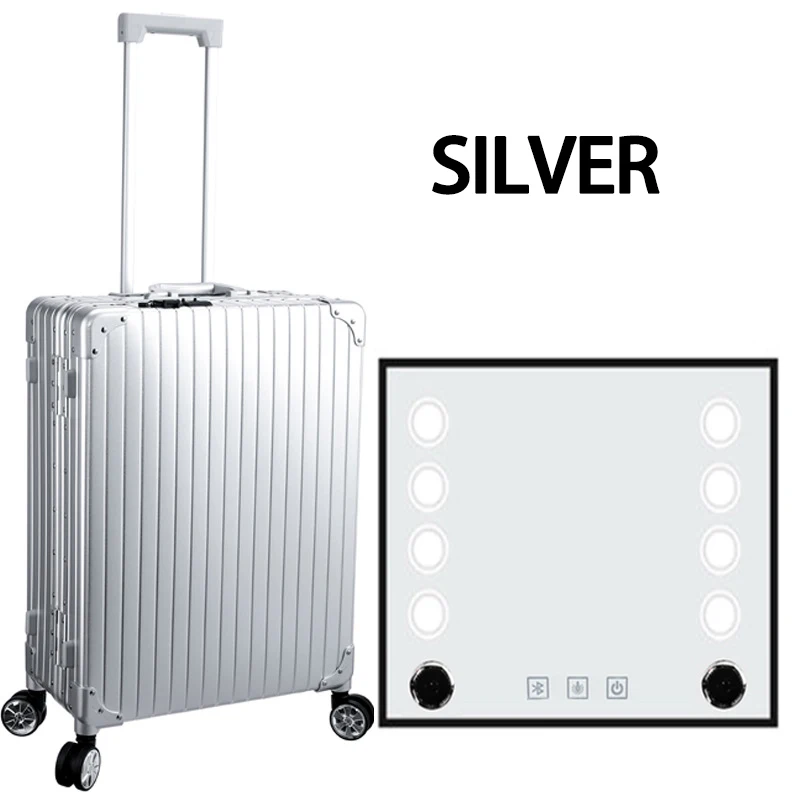 high quality Train Cosmetic case with light bulb Aluminum makeup case Rolling Studio Makeup Artist Cosmetic Case Light Mirror