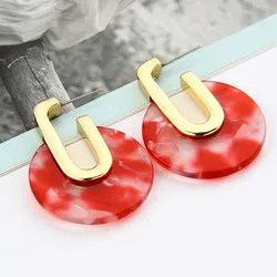 Ацетатные Серьги, Модные женские ювелирные изделия, большие серьги-кольца, Висячие круглые акриловые Черепаховые геометрические серьги