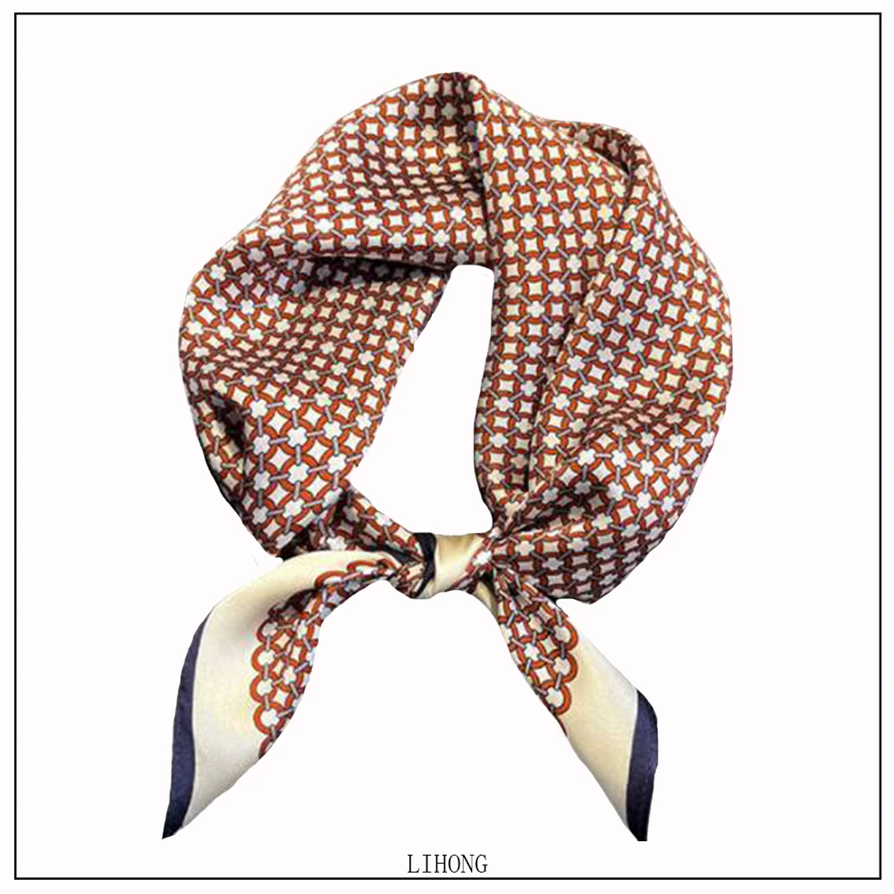 high quality 53x53 silk 10mm Twill scarf square edge wrap silk satin head wraps silk