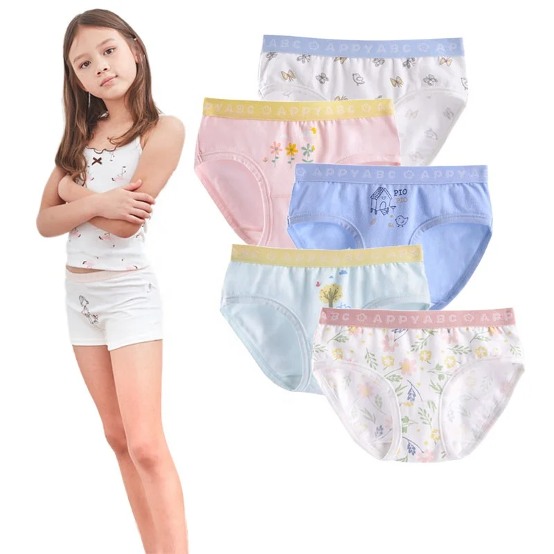 2015 latest puberty girls underwear cotton net bra&briefs sets
