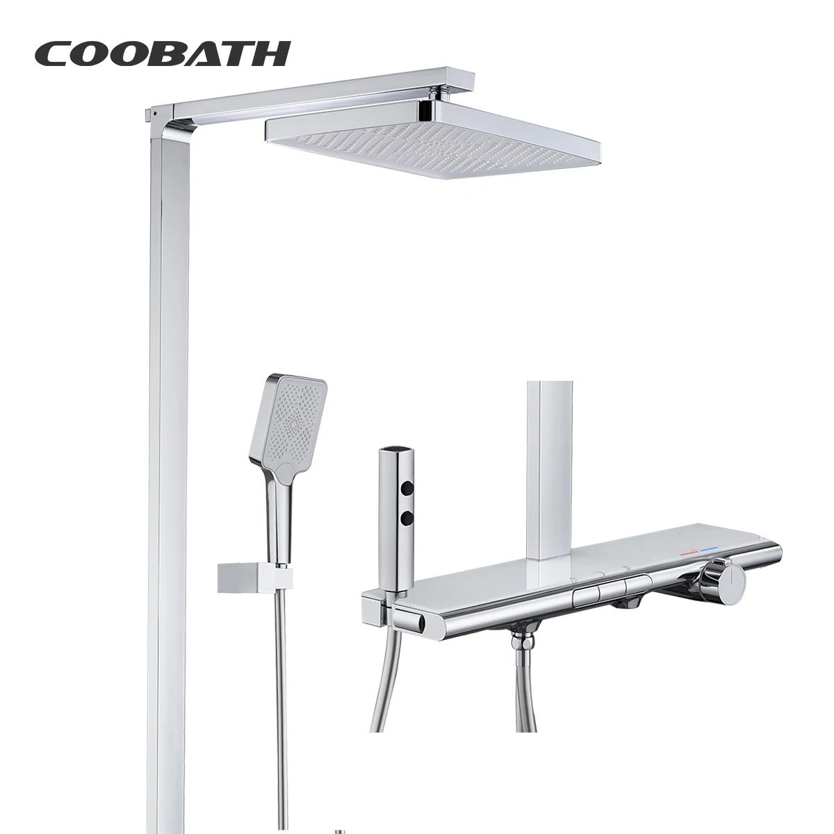 Modern Bathroom Shower System Bathroom High Pressure Rainfall Shower Mixer Set Bathroom With Storage Rack