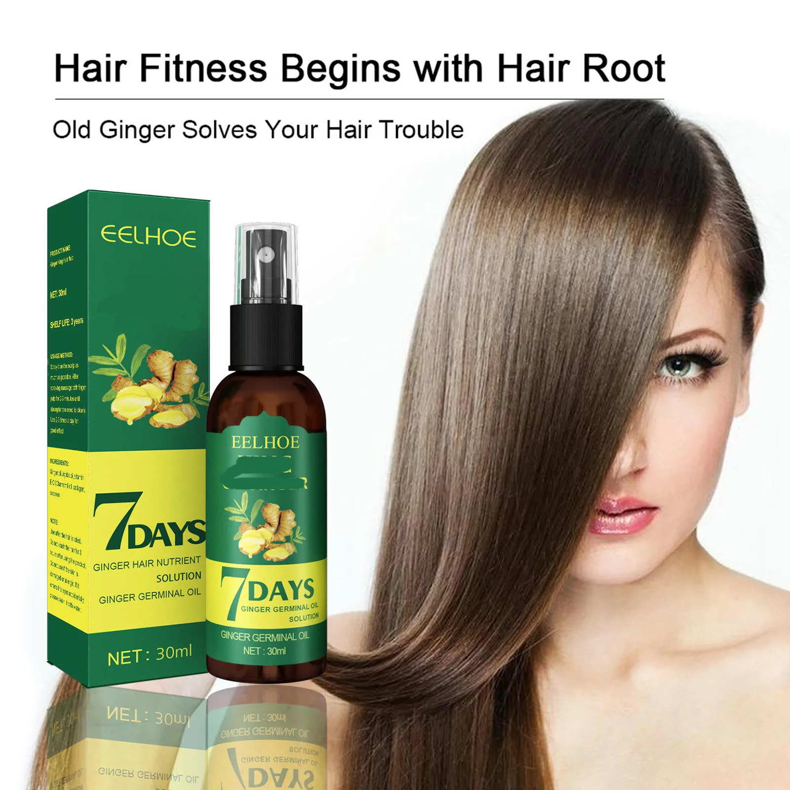 Распродажа, 7 дней, имбирный питательный спрей для роста волос, имбирное масло для роста волос
