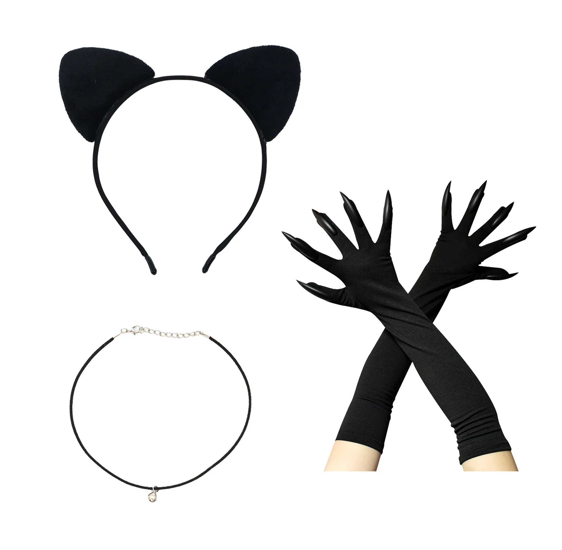 Love Party Halloween half face cat mask set Flocked fox mask Costume party props and accessories