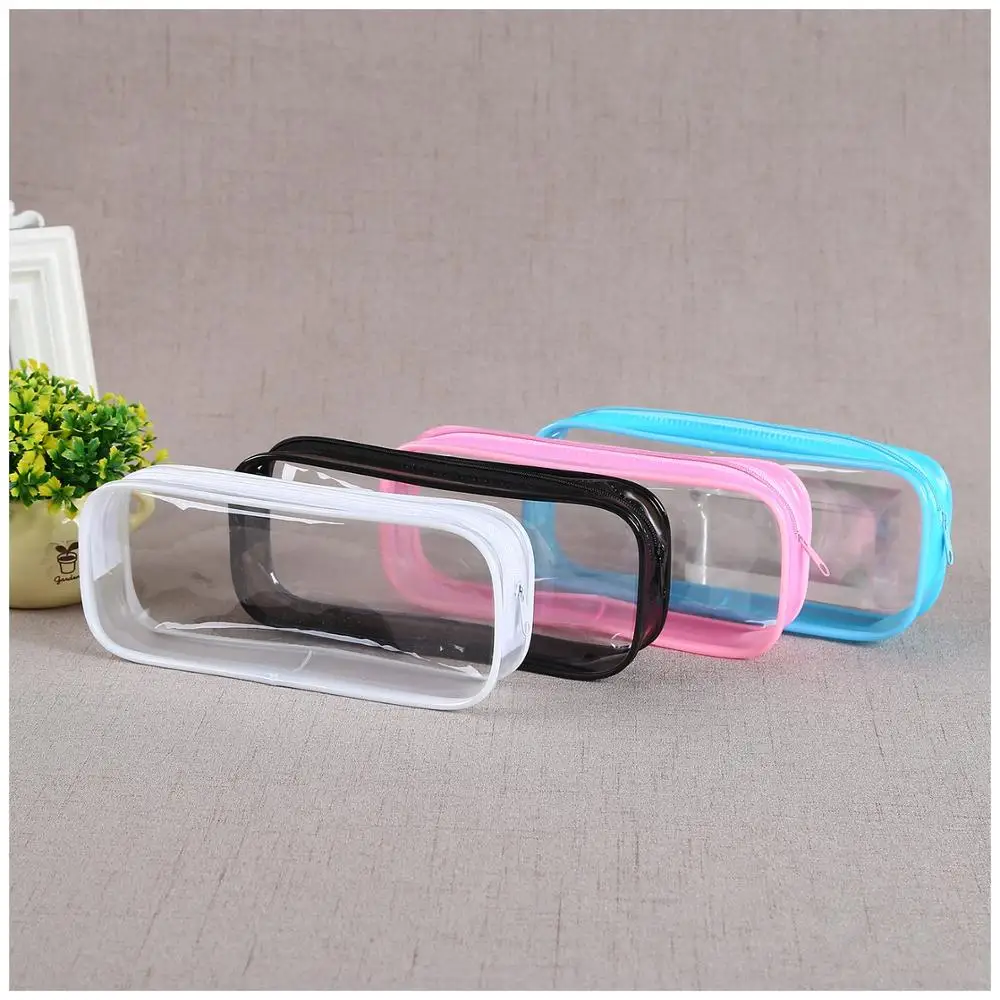 Pencil Case /transparent PVC Big Capacity Pencil Pouch/ Pen Bag Cosmetic Pouch with Zipper for School Office Plastic
