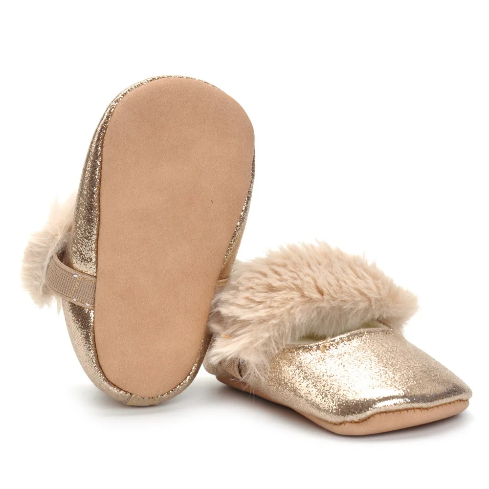 Fashion new baby shoes 0-1 year old big hair ball elastic girl baby fashion single shoes toddler shoes manufacturers wholesale