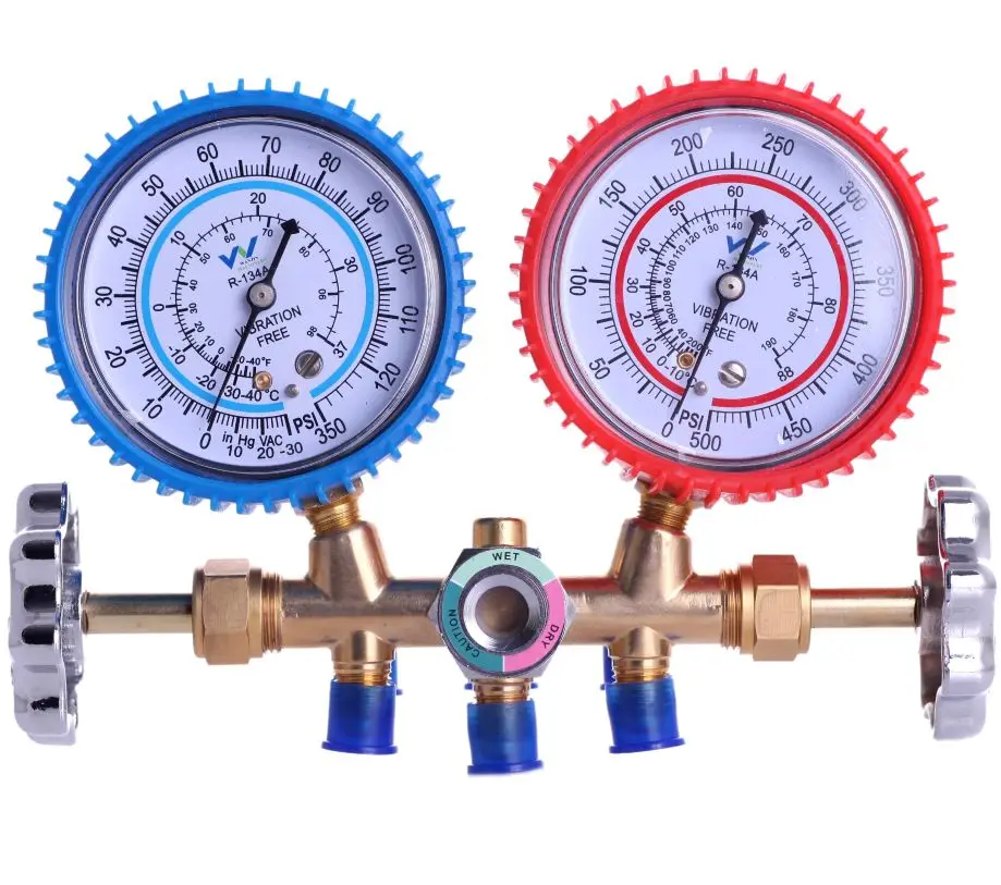 
OEM ODM газ хладагента R134 R22 R410 500 PSI цифровой двойной Манометр с зарядным шлангом для кондиционера 
