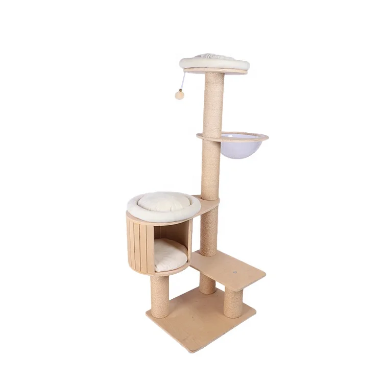 
Natural paradise cat climb modular tree toy condo scratch soft plush bed 