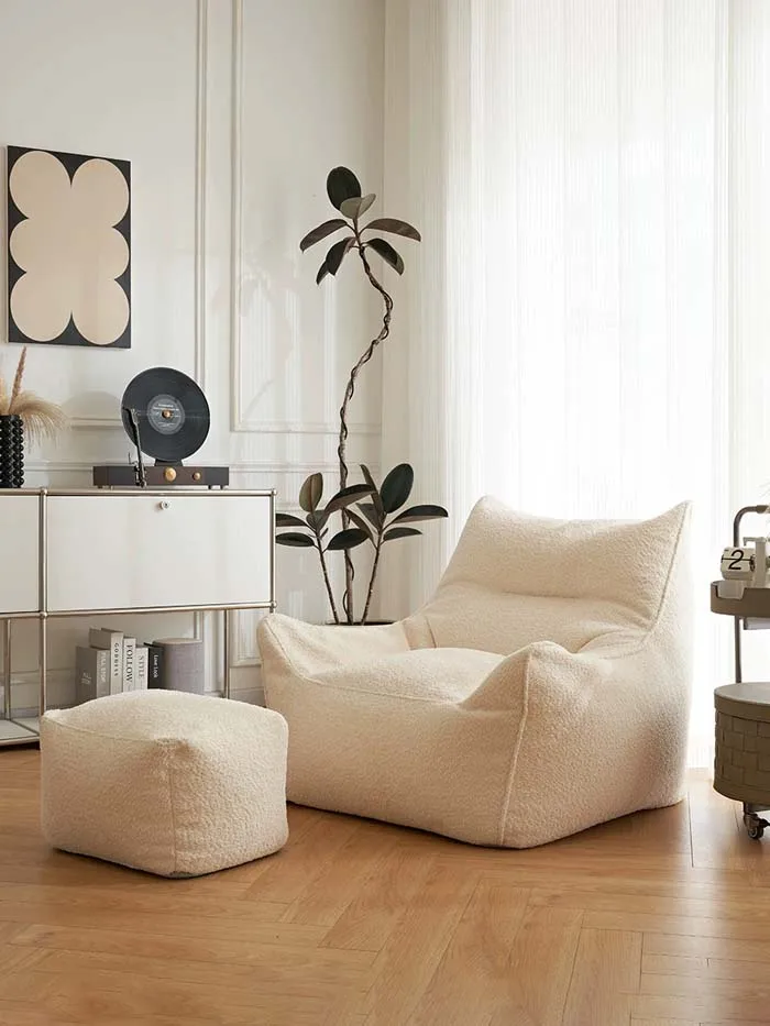 Single sofa fabric living room bedroom study balcony lazy sofa small apartment can lie can sleep network red sofa