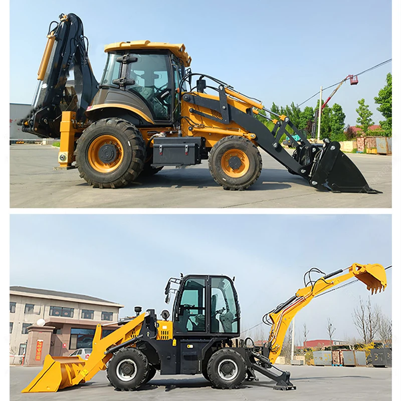 Factory direct sales two busy excavating backhoe loader small diesel bulldozer multi-function wheel excavator forklift truck