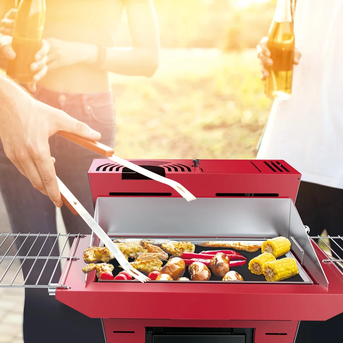 BBQ01 Freestanding Camping removable Pellet cooking Stove Outdoor BBQ Smoking Grill With Wheel