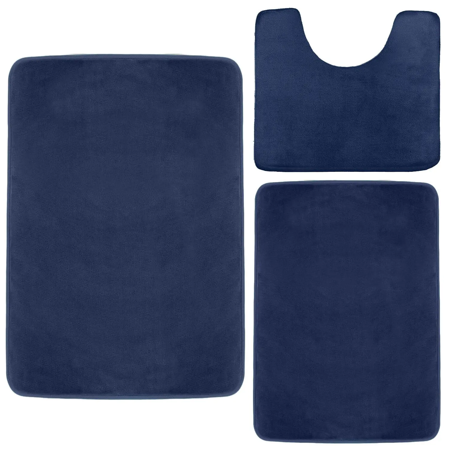 High Quality Extra Soft Velvet Non Slip Absorbent Bathroom Mats 3 Piece Memory Foam Rugs Sets