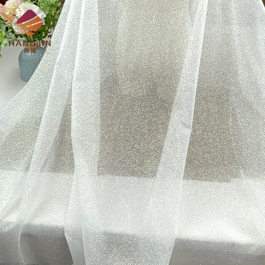 Hot Selling Competitive Price Ivory Bridal Fabric Sparkle White Mesh Fabric Super Dense Sequins Glitter Tulle Fabric Roll