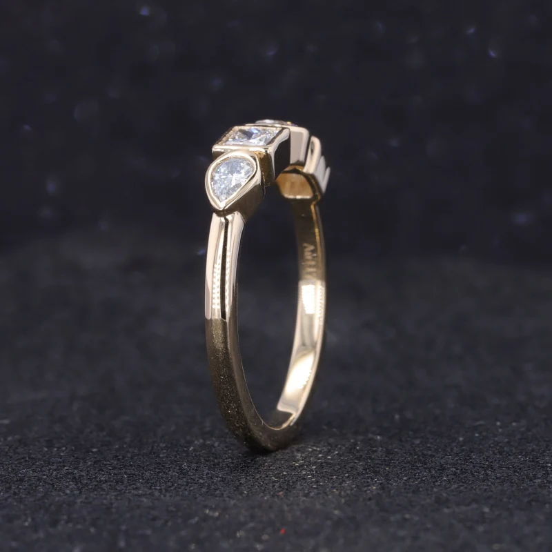 starsgem 10k yellow solid gold wedding ring fancy shape lab grown diamond ring