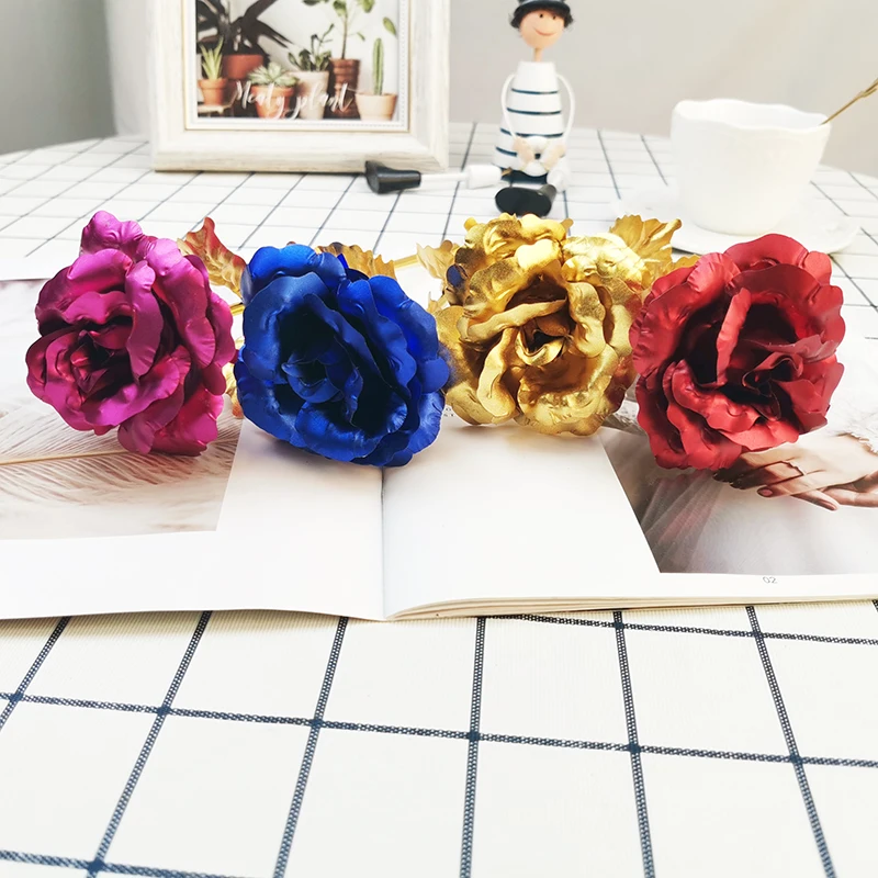 2022 Hot Sale Plated Rose 24K Gold foil Galaxy Eternal  Preserved Rose Flower Promotional gifts
