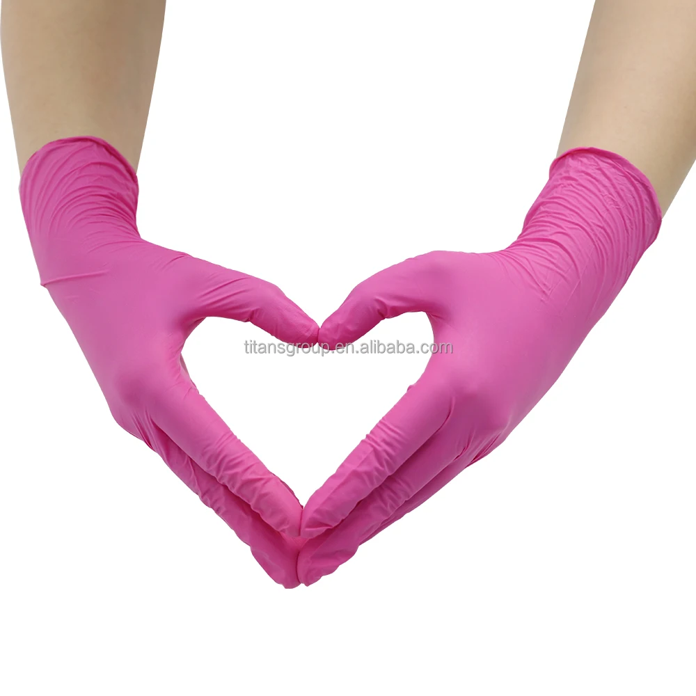 Hot Sell Bulk Supply Disposable Nitrile Gloves Pink Non Sterile Gloves Food Grade