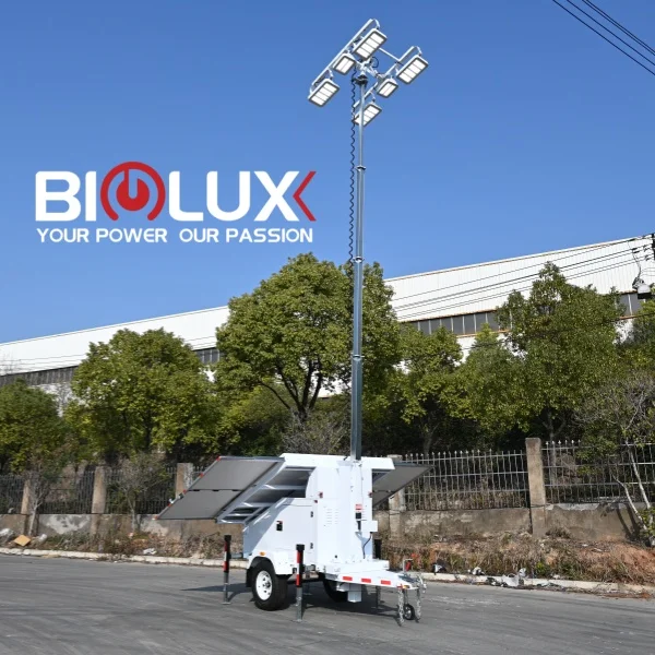 New design No Noise Mobile Portable  solar surveillance trailerFor Lighting And Surveillance Light Tower Surveillance Tower