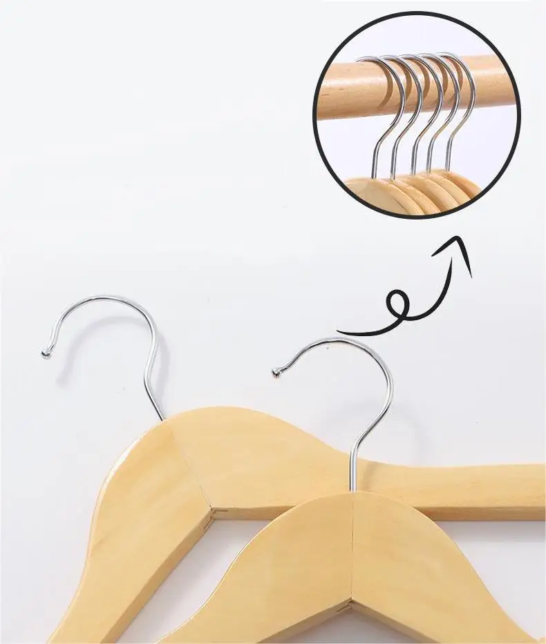 Manufacturer wholesale high quality hot selling round head natural brown wooden hanger for clothing store