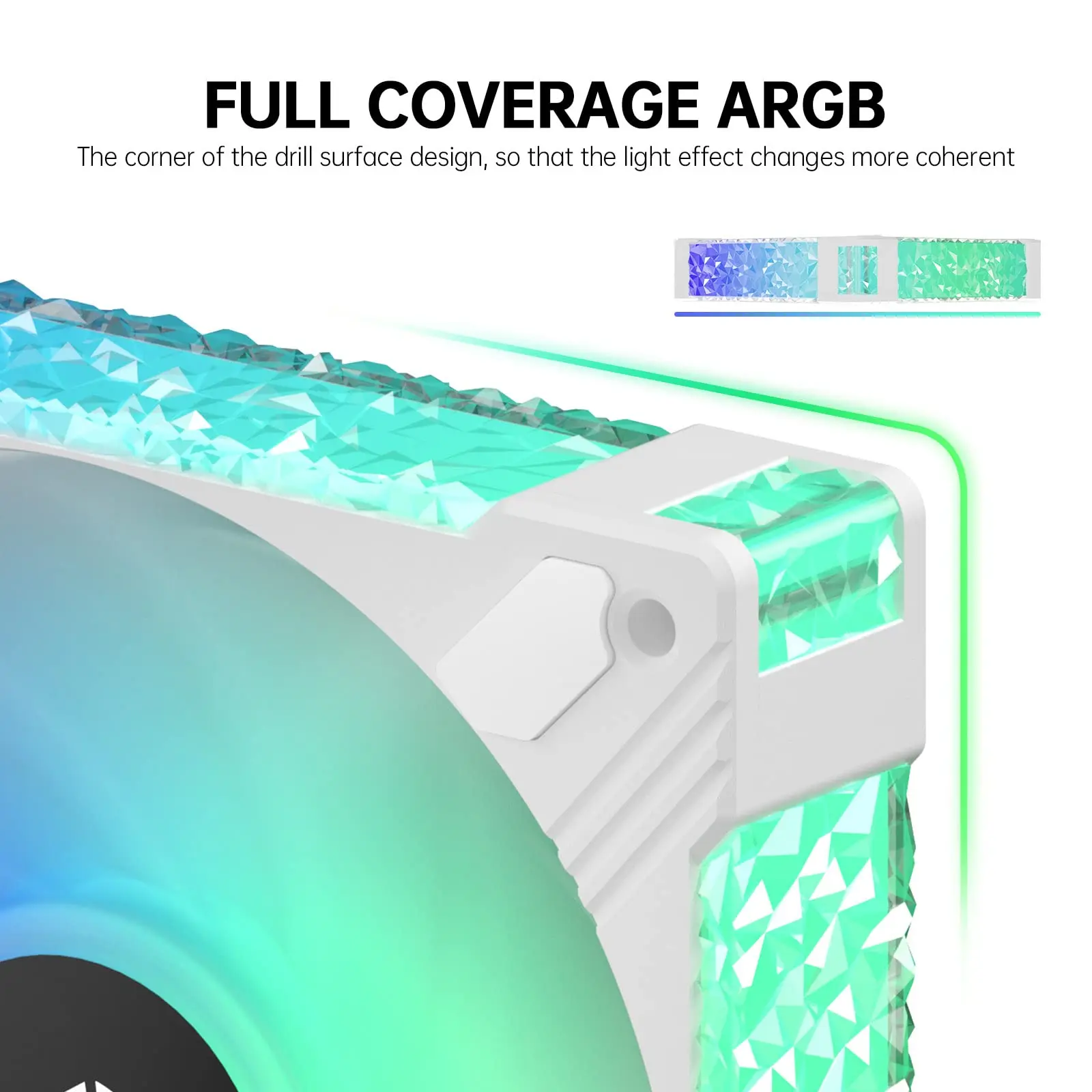 ASIAHORSE | Crystal Frame Computer Case Heatsink Fan Low Noise RGB ARGB CPU Cooler 120X120X25mm for PC Case DIY