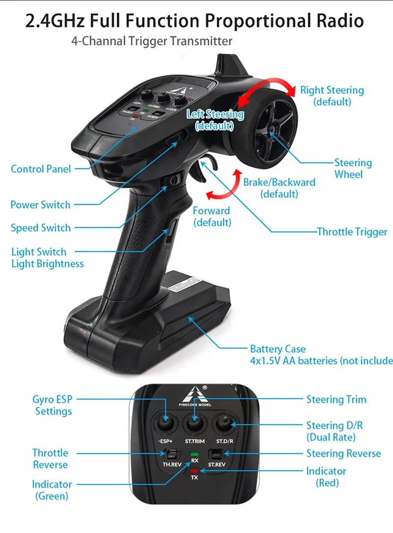 Pinecone Sg-1604Pro 1/16 2.4G Radio Control Toy 4Wd Esp Gyro Drifting Truck Remote-Control Drift 50Km Speed Rc Car 4X4 Brushless